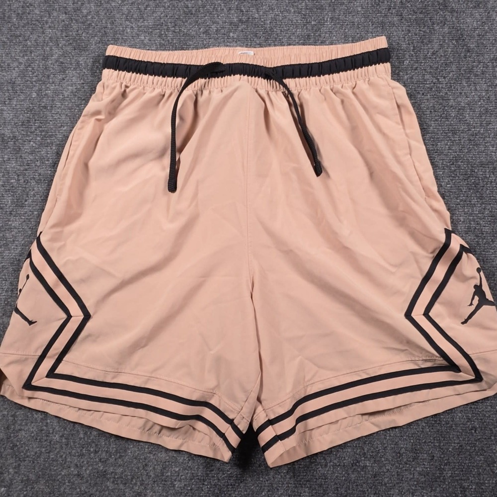 Nike Air Jordan Sport Woven Diamond Shorts Mens L Tan Basketball Jumpman